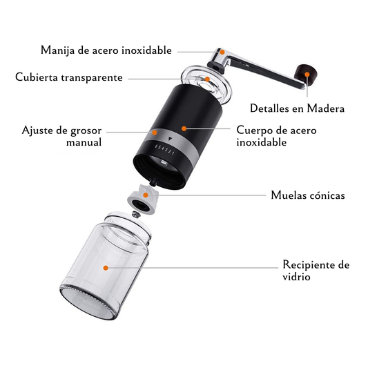 Ingeware® Molino de café manual con 6 ajustes de grosor