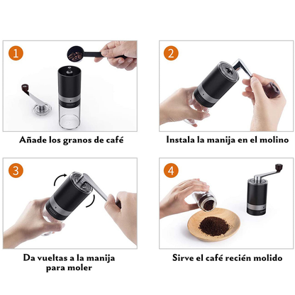 Ingeware® Molino de café manual con 6 ajustes de grosor